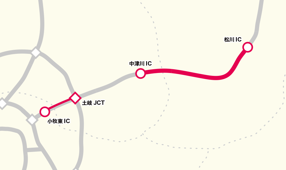 小牧東IC～土岐JCT(上り線) 中津川IC～松川IC(上下線)